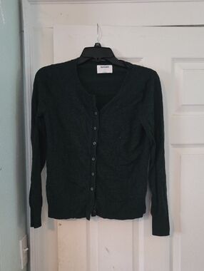 Old Navy Women's Dark Green Button-Up Cardigan